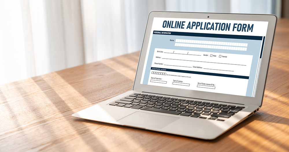 Computer Showing Online Application Form