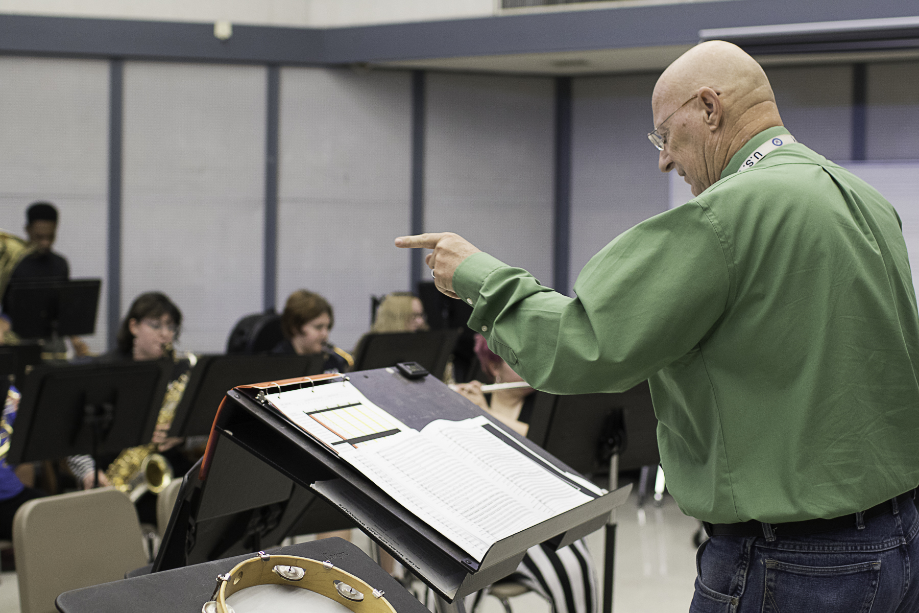 Wharton County Junior College Band Director Joe Waldrop leads students through a recent rehearsal. Waldrop will direct his final concert with the college on Thursday, March 27, at the Horton Foote Theatre on the Wharton campus.
