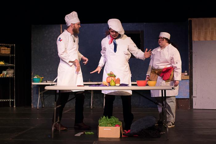 Wharton County Junior College drama department students rehearse a scene from 