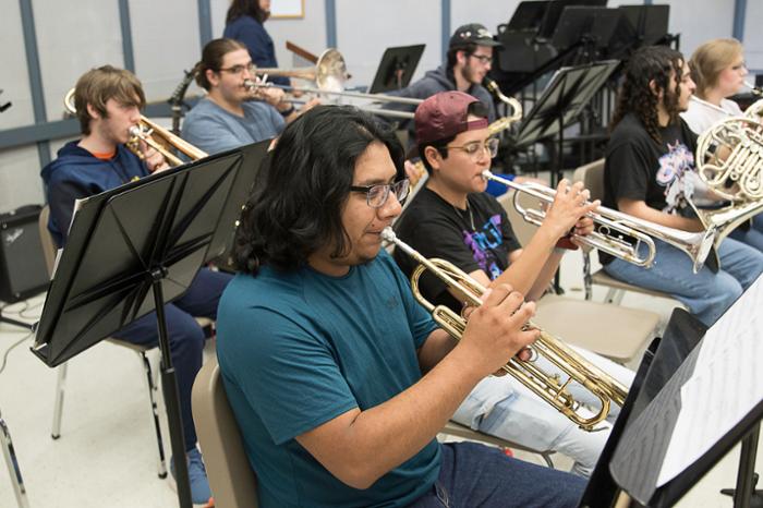 WCJC Band members rehearse for upcoming concert. 