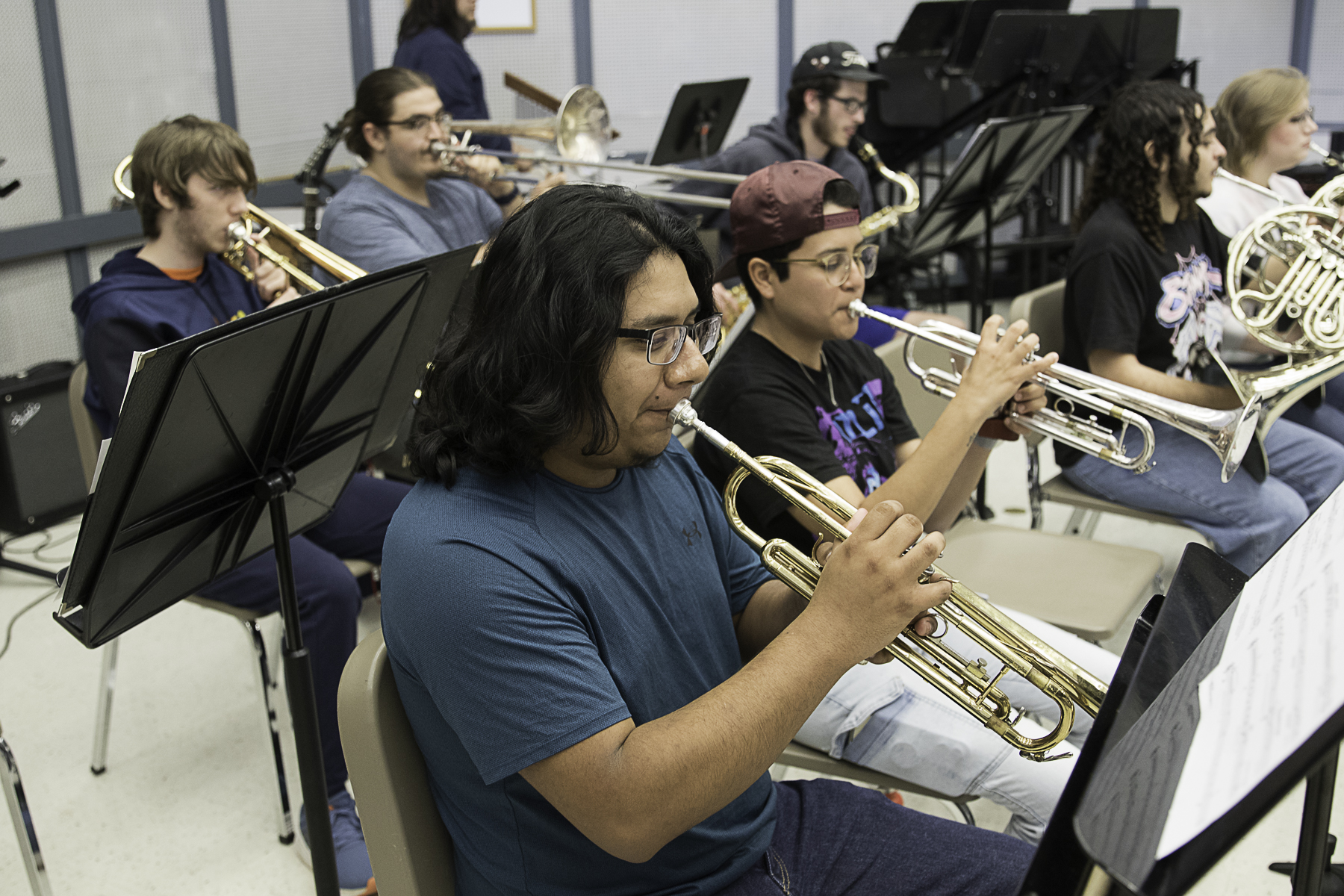 WCJC Band members rehearse for upcoming concert. 