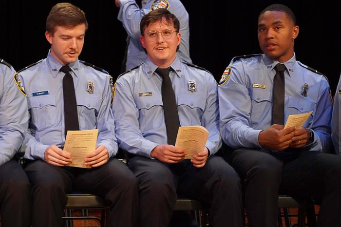 Forty-four members of the Houston Fire Department recently graduated from Wharton County Junior College's Emergency Medical Services program. Pictured, left to right, are Trever Beaty, Samuel Carr and Jhaylen Covington-Berry.