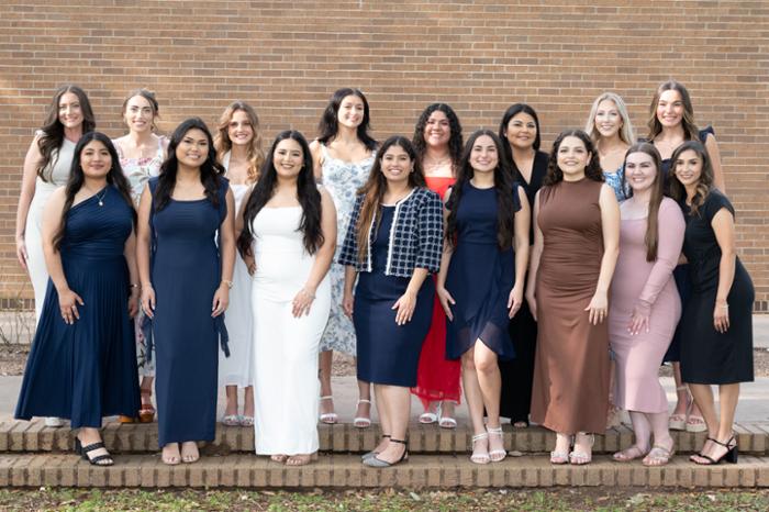 Sixteen students recently earned their Associate of Applied Science Degree in Dental Hygiene from Wharton County Junior College. Front row, left to right, are Andrea Jimenez-Solano (Alvin), Kathlyn Grace DeMeza (Missouri City), Jaquelyn Ceballos (Garwood), Nandini Patel (Houston), Amy Vestal (Bay City), Andrea Orozco (Katy), Anna DeCoste (Katy) and Jessica Saldierna (Rosenberg). Second row, left to right, are Erin Kamont (Brookshire), McKenna Maurer (Caldwell), Katelynn Gabrysch (Inez), Carly Merritt (Katy), Breanna Jimenez (Rosenberg), Jaime Enriquez (El Campo), Brooklynn Pate (West Columbia) and Alexis Presley (West Columbia).