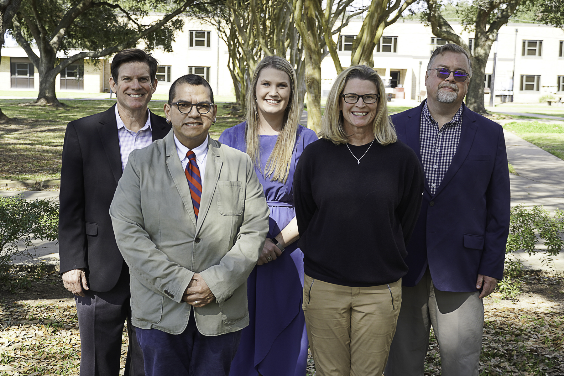 The 2025 NISOD Excellence Award recipients for Wharton County Junior College include, from left, Derek de la Pena (Social & Behavioral Sciences), Santiago Lopez (Communications & Fine Arts), Lauren Green (Math & Physical Sciences), Stacie Ringleb-Krutilek (Life Sciences) and Kirk Cowell (Communications & Fine Arts). 