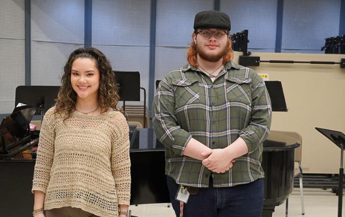 Wharton County Junior College Choir students Elaina Light of Sugar Land and Spencer Cole of Needville will perform in San Antonio as part of the Texas Two Year All-State Choir. 
